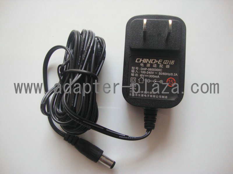 New 6V 300MA Ac Adapter CHINO-E DHP-0600300C 5.5*2.1mm power supply